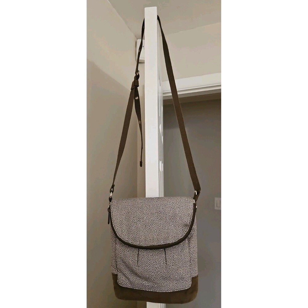 Thirty One Organista Crossbody Bag Grey Pin Dots